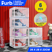 Furb 6PCS Shoe Display Box Plastic Container Stackable Boxes Storage Case Smoke