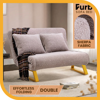 Furb Sofa Bed Lounge Chair Sherpa Fabric Folding Recliner Double Seat Grey