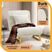 Furb Sofa Bed Lounge Chair Sherpa Fabric Folding Recliner Single Seat Beige