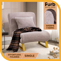 Furb Sofa Bed Lounge Chair Sherpa Fabric Folding Recliner Single Seat Grey