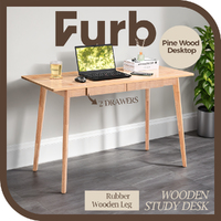 Furb 100CM Writing Computer Desk Wooden Study Laptop Office Desk with 2 Drawer