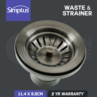 Simplus 11.4CM Kitchen Sink Basket Waste Stainless Steel Strainer Drain Stopper