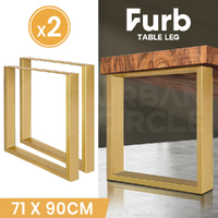 Furb 2x Rectangle Table legs Coffee Dinner Table Industrial Bench 71x90CM Gold