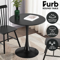 Furb 70cm Dining Table, Round Cafe Reataurent Kitchen Table Black