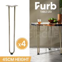 Furb 4x Hairpin Legs Coffee Dinner Table Steel Industrial Desk Bench 2Rods 45CM