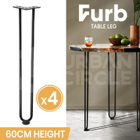 Furb 4x Hairpin Legs Coffee Table Legs Steel Industrial Desk Bench 2Rods 60CM