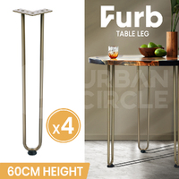 Furb 4x Hairpin Legs Coffee Dinner Table Steel Industrial Desk Bench 2Rods 60CM