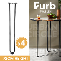 Furb 4x Hairpin Legs Coffee Dinner Table Steel Legs Industrial Desk 2Rods 72CM