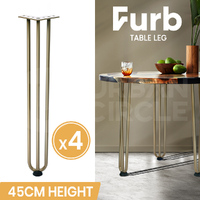 Furb 4x Hairpin Legs Coffee Dinner Table Steel Industrial Desk Bench 3Rods 45CM
