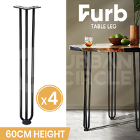 Furb 4x Hairpin Legs Coffee Dinner Table Steel Industrial Desk Bench 3Rods 60CM