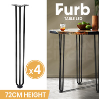 Furb 4x Hairpin Legs Coffee Dinner Table Steel Industrial Desk Bench 3Rods 72CM