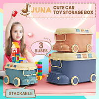 Juna 3PCS Toy Storage Box Cute Car Toy Container Kids Toys Organiser Snack Boxes