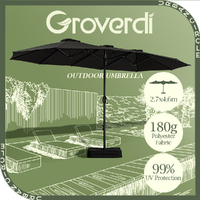 Groverdi 4.6M Double-Sided Patio Umbrella Crank Handle Outdoor Umbrella w/ Base