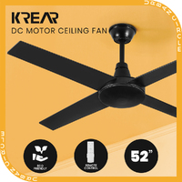 Krear 52" Ceiling Fan Wooden Blades Fans with Remote Control Timer 6 Speed Black