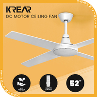 Krear 52" Ceiling Fan Wooden Blades Fans with Remote Control Timer 6 Speed White