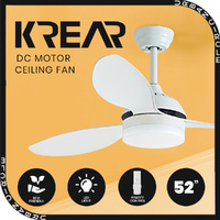 Krear 52" Ceiling Fan With Light ABS Blade Fans DC Motor Remote Control White