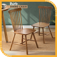 Furb Dining Chairs Set of 2 Soild Wood Accent Kitchen Chair Brown