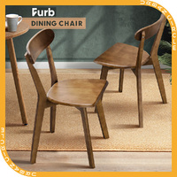 Furb Dining Chairs Set of 2 Soild Wood Accent Kitchen Chair Brown