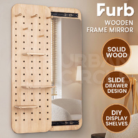 Furb Wooden Wall Mirrors Drawer Slide Makeup Mirror Bathroom Home Decor 120x40CM