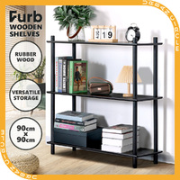 Furb 90CM 3-Tier Wooden Storage Organizer Stand Shelves Black