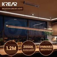 Krear Linear Pendant Light Walnut Led Kitchen Benchtop Pendant Lamp