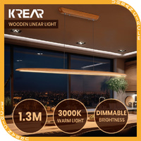 Krear Linear Pendant Light Beech Wood Led Kitchen Benchtop Pendant Lamp