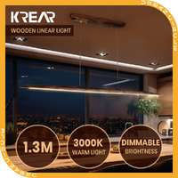 Krear Linear Pendant Light Walnut Led Kitchen Benchtop Pendant Lamp