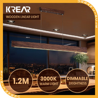 Krear Linear Pendant Light Walnut Led Kitchen Benchtop Pendant Lamp