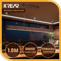 Krear Linear Pendant Light Walnut Led Kitchen Benchtop Pendant Lamp