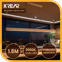 Krear Linear Pendant Light Beech Wood Led Kitchen Benchtop Pendant Lamp