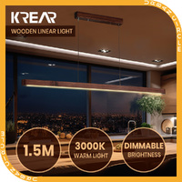 Krear Linear Pendant Light Walnut Led Kitchen Benchtop Pendant Lamp