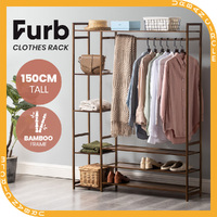 Furb Open Wardrobe Clothes Hanging Rail Garment Rack Shoe Shelf Storage Organiser