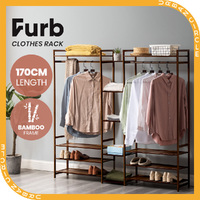 Furb Open Wardrobe Clothes Hanging Rail Garment Rack Shoe Shelf Storage Organiser