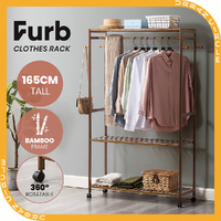 Furb Open Wardrobe Clothes Hanging Rail Garment Rack Shoe Shelf Storage Organiser