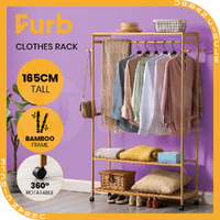 Furb Open Wardrobe Clothes Hanging Rail Garment Rack Shoe Shelf Storage Organiser