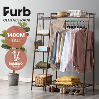 Furb Open Wardrobe Clothes Hanging Rail Garment Rack Shoe Shelf Storage Organiser