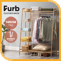 Furb Open Wardrobe Clothes Hanging Rail Garment Rack Shoe Shelf Storage Organiser