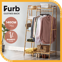 Furb Open Wardrobe Clothes Hanging Rail Garment Rack Shoe Shelf Storage Organiser