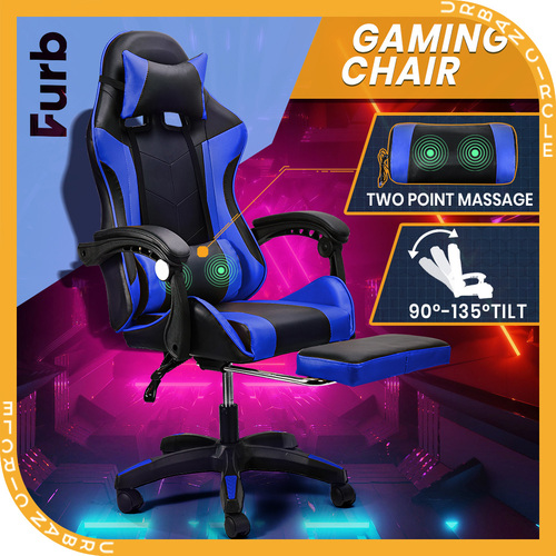 Furb Gaming Chair Two Point Massage Lumbar Recliner Leather Office